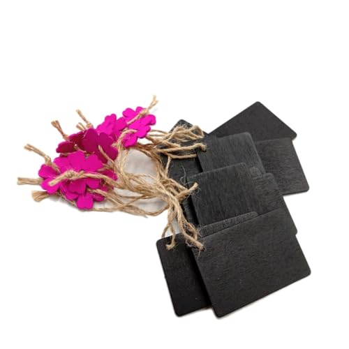 NOLITOY 10 Stück Teiliges Juteseil Hängende DIY Holztafeln mit Blumenmotiv Kleine Schiefertafeln Wanddekoration für Haus Laden und Möbel Leicht Vielseitig als Deko und Maltafel Geeignet von NOLITOY
