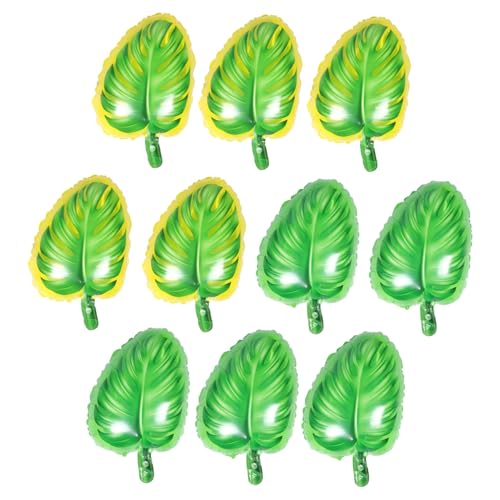 NOLITOY 10 Stück Teiliges Monstera Folienballon Tropische Deko Gelb grün Wetterfest für Party Festival Fotorequisite Stimmungsvolle Hawaii dschungel Atmosphäre von NOLITOY