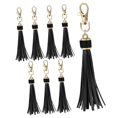 NOLITOY 10 Stück Teiliges Pu leder Quasten Schlüsselanhänger mit Karabinerhaken Langlebige DIY Taschenanhänger für Handtaschen Modische Quaste Anhänger in Schwarz Vielseitig und Praktisch von NOLITOY