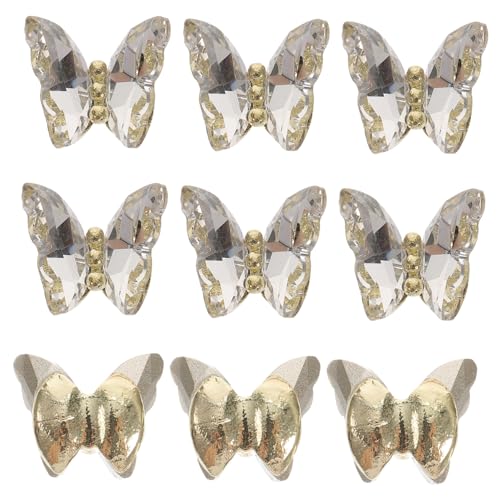 NOLITOY 10 Stück Teiliges Schmetterling Nagelkunst Leichte Langlebige Maniküre Charms mit Kristallklarer Leuchtkraft für DIY Nail Art Party Alltag Nagel Deko für Damen von NOLITOY
