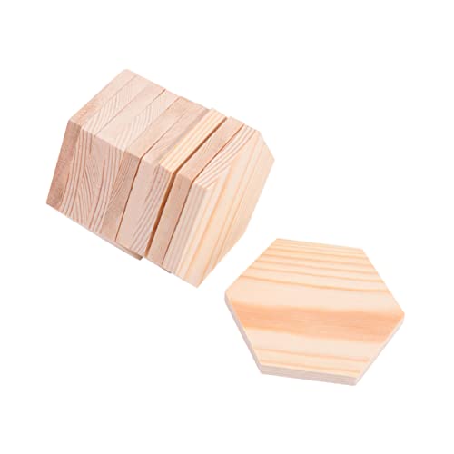 NOLITOY 10 Stück Teiliges Sechseckige Holzplättchen aus Hochwertigem Kiefernholz Vielseitige Unbehandelte Holzplatten für DIY Bastelarbeiten Malerei und Handwerksprojekte von NOLITOY