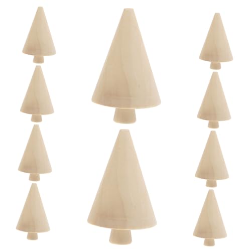 NOLITOY 10 Stück Teiliges Unbemalte Mini holzbäume aus Holz zum Bemalen DIY Kreative Baumdekoration für Tisch Garten Mikro landschaft Leichte und Langlebige Holzfiguren für Bastelprojekte von NOLITOY