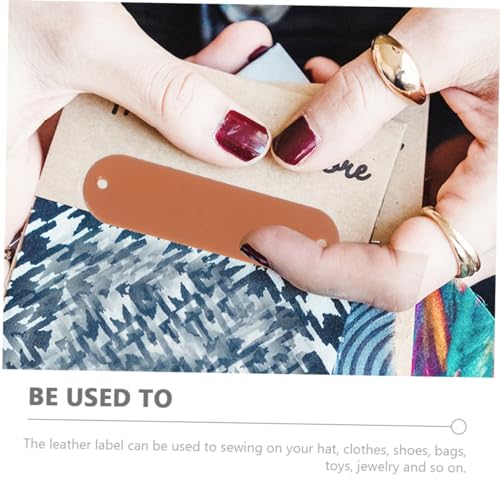 NOLITOY 100 Stück Blanko Lederetiketten zum Annähen Synthetische Lederlabels für DIY Kleidung Häkeln Stricken Jeans Hüte Vielseitige Deko Schokoladenbraun von NOLITOY