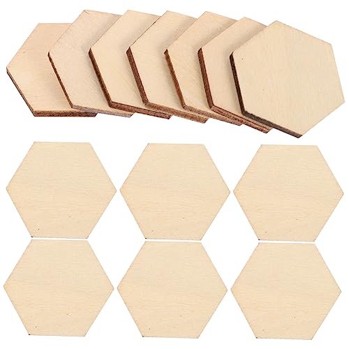 NOLITOY 100 Stück Buchenholz Sechseckige Holzformen Dekorationen für Diy Bastelprojekte Ornamente für Hochzeiten Geburtstage und Weihnachten Langlebig und Sicher der Anwendung von NOLITOY