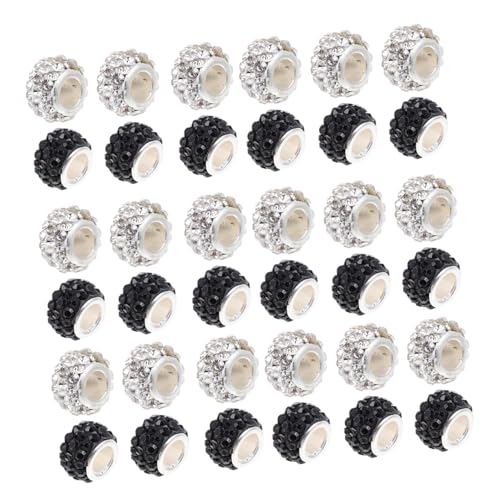 NOLITOY 100 Stück DIY Armband Perlen Große Strass Spacer Perlen in Schwarz und Weiß Langlebige Bastelperlen für Schmuckherstellung und Kreative DIY Armbänder NOLITOY 100 Stück DIY Armband Perlen Große Strass Spacer Perlen in Schwarz und Weiß Langlebige Bastelperlen für Schmuckherstellung und Kreative DIY Armbänder von NOLITOY