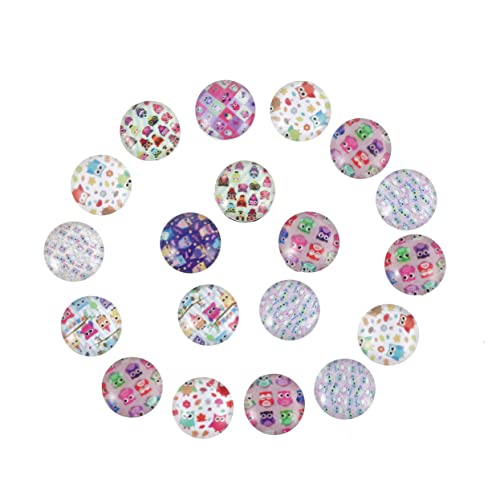 NOLITOY 100 Stück Eulen Patch Schmuckaufnäher Halloween-Glascabochon Edelsteine ​​​​Glasfleck Schmuckzubehör Runder Zeit-Edelstein-Patch Rundes Glas von NOLITOY