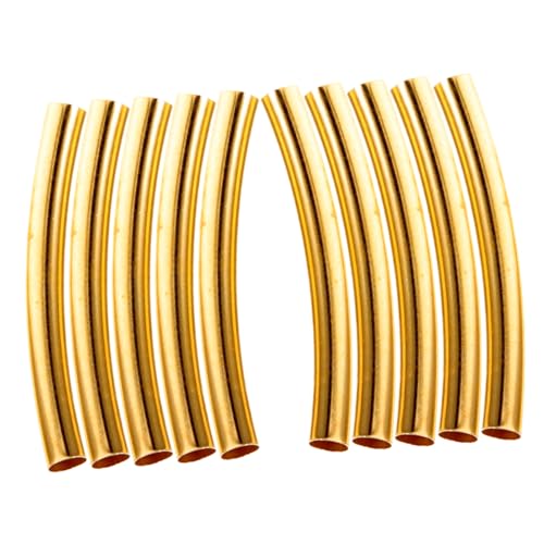 NOLITOY 100 Stück Goldfarbene Gebogene Metallrohr Spacer Beads für DIY Schmuckherstellung Armbänder Halsketten Verbindungselemente Langlebige Metallperlen Zubehör NOLITOY 100 Stück Goldfarbene Gebogene Metallrohr Spacer Beads für DIY Schmuckherstellung Armbänder Halsketten Verbindungselemente Langlebige Metallperlen Zubehör von NOLITOY