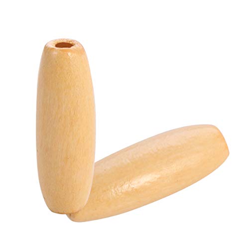 NOLITOY 100 Stück Holzreisperlen für Basteln Oval Olive groß Handwerk Abstandsperlen aus Holz praktisches zum frühen Lernen Holzperlen Bastelperlen selber machen Khaki von NOLITOY