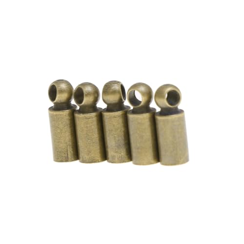 NOLITOY 100 Stück Kupfer Endkappen für Lederband Crimp End Caps Schmuckverbinder Handgefertigte DIY Schmuckzubehör für Armbänder Halsketten Quasten Robust und Vielseitig Einsetzbar von NOLITOY