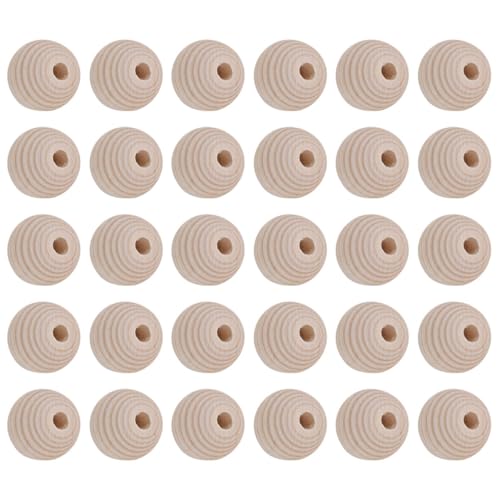 NOLITOY 100 Stück Naturbelassene Runde Holzperlen mit Loch zum Auffädeln Glatte Oberfläche Vielseitige Holz Abstandshalter Perlen für DIY Schmuck Bastelarbeiten Kreative Dekoration von NOLITOY