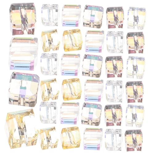 NOLITOY 100 Stück Quadratische Glasperlen Facettierte Würfel perlen Bunte DIY Schmuck Zubehör Stabile Glas abstandshalter für Armband Halskettenherstellung von NOLITOY