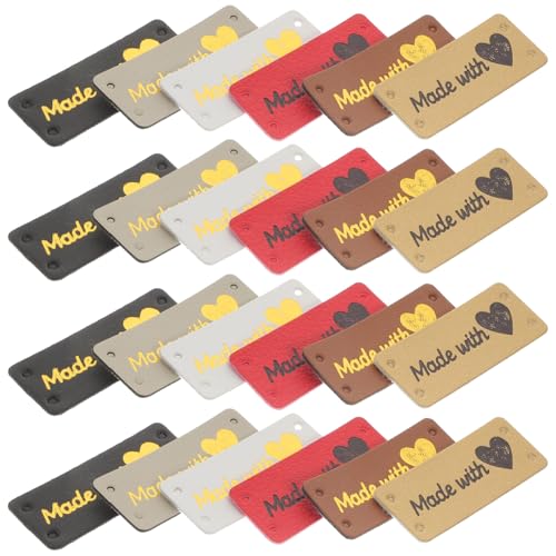 NOLITOY 100 Stück Teiliges PU Leder Etiketten zum Annähen Flexible Quilt Labels für Stricken Häkeln Nähen Bunte Handmade Tags für Kleidung DIY Zubehör Langlebige Formbeständige Aufnäher von NOLITOY