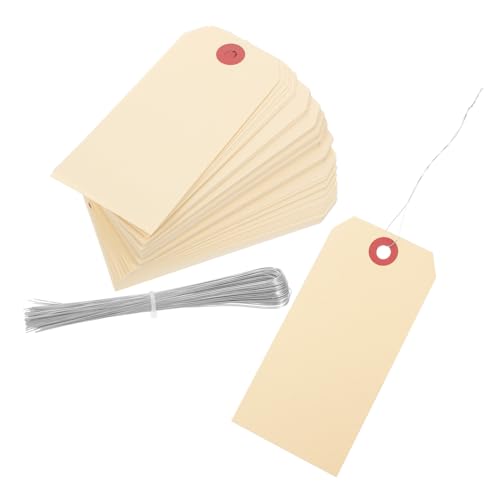 NOLITOY 100Stücke Manila Drahtanhänger Leere Versandetiketten Stabile Tags mit Eisendraht für Verpackung und Versand Vielseitig Einsetzbar Einfach zu Handhaben von NOLITOY
