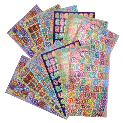 NOLITOY 12 Blatt Teiliges Bunte Selbstklebende Buchstaben und Zahlenaufkleber Dekorative Sticker für DIY Handliche Wetterfest Geeignet für Postfächer Schilder Laptops und Mehr von NOLITOY