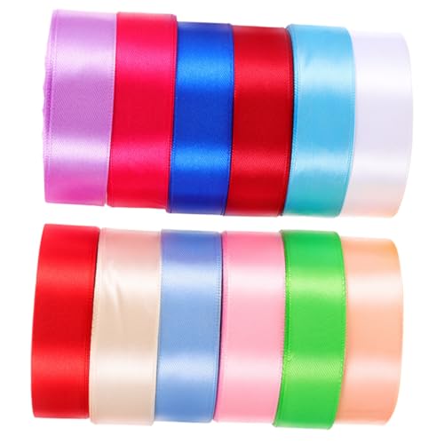 NOLITOY 12 Rollen Teiliges Satinband Breit Bunte Geschenkband Dekoband aus Langlebigem Polyester für Geschenkverpackung DIY Bastelprojekte Cake Ribbons und Kreative Geschenkdeko von NOLITOY