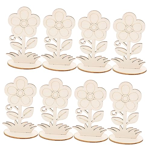 NOLITOY 12 Stück Blumenornamente Aus Holz Blumendekoration Basteln Für Unvollendete Ausschnitte Leerer Ausschnitt Blumen- Malen Malerei Handwerk Stiele Fälschung Leeres Holzhandwerk von NOLITOY