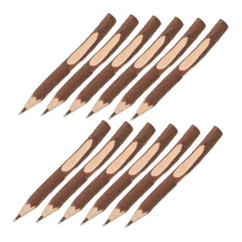 NOLITOY 12 Stück Holz Kugelschreiber Handgefertigte Naturholz Stifte mit Schwarzer für Schule Bürobedarf Journaling und Kreative Projekte von NOLITOY