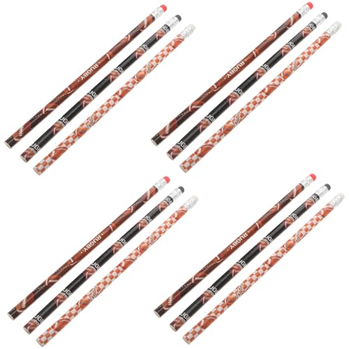 NOLITOY 12 Stück Holzbleistifte mit Radiergummi Ergonomisch Geformt Langlebig und Vielseitig Sport Fußball für Schreiben Zeichnen und Malen Schülerbedarf von NOLITOY