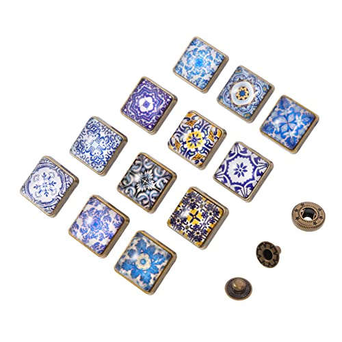 NOLITOY 12 Stück Teiliges Blaue Quadratische Druckknöpfe Langlebige Verschlüsse Retro inspirierte Verschleißfeste DIY bekleidungs Handwerkszubehör Geeignet für Jacken Jeans Hüte von NOLITOY