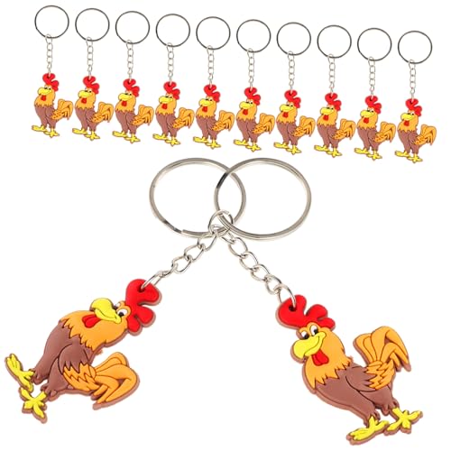 NOLITOY 12 Stück Teiliges Hahn Schlüsselanhänger Niedliche Tieranhänger Modische Taschen Deko Lustige Glücksbringer für Kindergeburtstag Partygeschenk und Alltagstasche Zubehör von NOLITOY