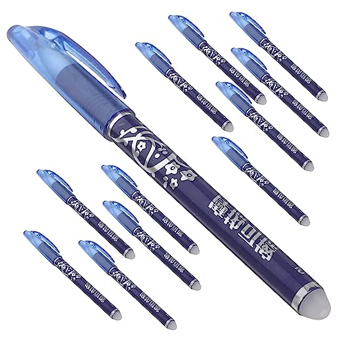 NOLITOY 12-teiliges Set Löschbares Stiftset Gel-tintenstift Gelschreiber Für Erwachsene Manuskript-handschriftstifte Stifte Ausradieren Korrektur Löschbare Stifte Blue Radiergummi von NOLITOY