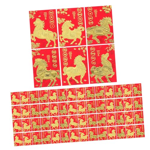 NOLITOY 120 Stück Rote Umschläge Chinesisches Neujahr Jahr Des Pferdes Vietnamesische Glücksumschläge aus Stabilem Papier mit Präzisem Druck für Feierlichkeiten und Tradition von NOLITOY