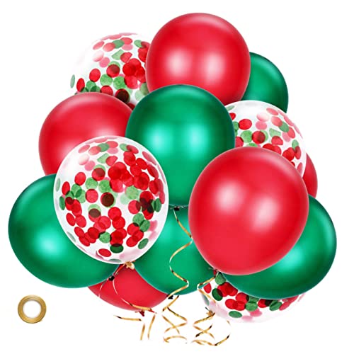 NOLITOY 12st Weihnachten Rot Grün Konfetti Ballon Set Kombination Merrychristmas Weihnachtsfeier Dekorationen Weihnachtsdeko Füllung Partybedarf von NOLITOY