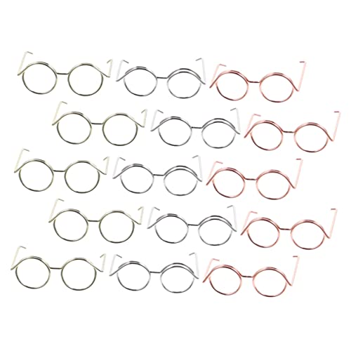 NOLITOY 15 Stück Brille Spielzeugzubehör Kleid Mini-Brille für Puppen Rahmen Draht puppenaugen rund Brillengestell für Puppe Mini-Brille zum Anziehen der Puppe Kupferkabel von NOLITOY