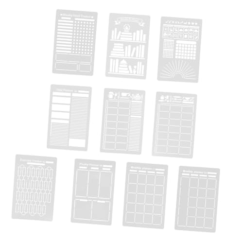 NOLITOY 16 Stück Teiliges Wiederverwendbare Pet schablonen für Tagebuch Planer Scrapbook Robuste Hohle Malvorlagen für DIY zeichnungen Kompatibel mit Verschiedenen Schreib von NOLITOY
