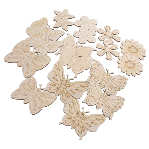 NOLITOY 18 Stück Teiliges DIY Holz Bastelset mit Schmetterlings und Blumenformen Naturbelassene Holzscheiben zum Bemalen Sichere Holzmaterialien Handliche für Kreative Holzblumen und NOLITOY 18 Stück Teiliges DIY Holz Bastelset mit Schmetterlings und Blumenformen Naturbelassene Holzscheiben zum Bemalen Sichere Holzmaterialien Handliche für Kreative Holzblumen und von NOLITOY