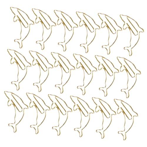 NOLITOY 18 Stück Teiliges Kreative Metall Büroklammern Goldene Delfin Design Vielseitige Büroklammern für Dokumente Fotos und Karten für Büro Schule und Zuhause von NOLITOY