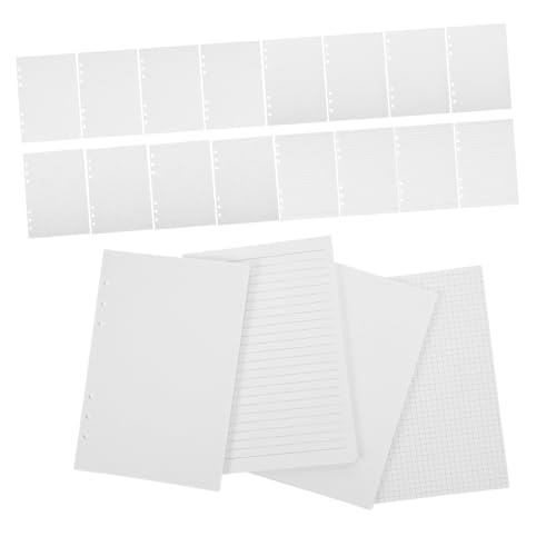 NOLITOY 180 Stück Teiliges Nachfüllpapier Weißes Loose Leaf Papier mit Seitenarten Punkt Blanko Kariert Je für Ringbuch Planer Notizbuch Journale von NOLITOY