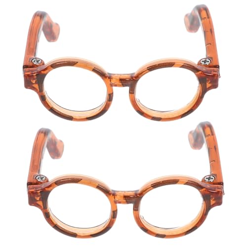 NOLITOY 2 Paare Mini -Brillen -Puppenzubehör Puppenbrille kleine Brille stilvolle Brillenrequisiten Puppe verkleiden Sich Sonnenbrillen Puppe Sonnenbrille Plastik Leopard von NOLITOY