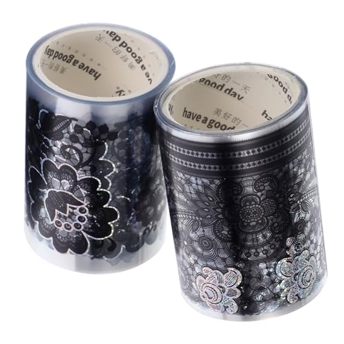 NOLITOY 2 Rollen Dekoratives Kunststoff Klebeband mit Spitzenmuster Vielseitiges DIY Washi Tape für Scrapbooking Planer und Geschenkverpackung Selbstklebend und Leicht Abreißbar von NOLITOY