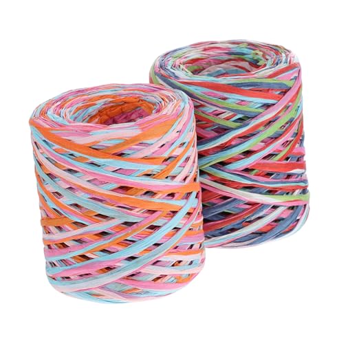 NOLITOY 2 Rollen Farbiges Raffia Papier Geschenkband Handgeflochtenes Dekoband für Geschenkverpackung DIY Basteln Langlebiges Modisches Verpackungsband in Rot Blau Grün NOLITOY 2 Rollen Farbiges Raffia Papier Geschenkband Handgeflochtenes Dekoband für Geschenkverpackung DIY Basteln Langlebiges Modisches Verpackungsband in Rot Blau Grün von NOLITOY