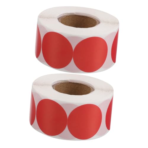 NOLITOY 2 Rollen Runde Selbstklebende Aufkleber Rote Punktetiketten Stark Haftend Beschreibbar für Büro Küche Gewürzgläser und Scrapbooking mit Je von NOLITOY