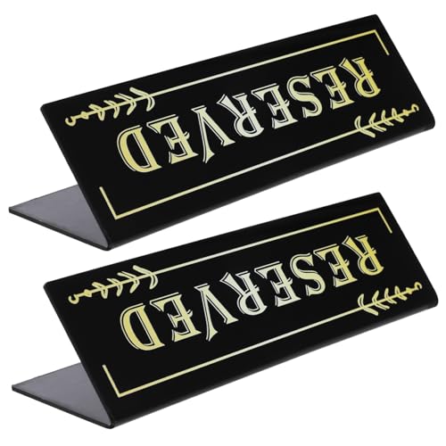 NOLITOY 2 Stück Acryl Reserviert Tischschild Dreieckig Langlebig und Elegant für Hochzeiten Restaurant Sitzplatzreservierung Bedruckt Stilvoller Tischaufsteller von NOLITOY