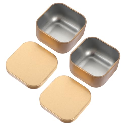 NOLITOY 2 Stück DIY Metalldosen für Duftkerzen Quadratische Matte Teelichthalter aus Vielseitige Aufbewahrungsbehälter für Kerzenherstellung und Kleine Bastelmaterialien von NOLITOY