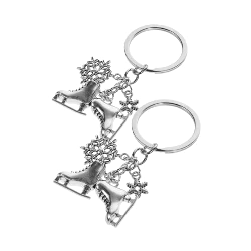 NOLITOY 2 Stück Eis Schlittschuh Schlüsselanhänger aus Elegantem Legierungsmetall mit Filigranem Schneeflocken Design Robustes Skater Accessoire für Outdoor Eislaufen und Alltag von NOLITOY