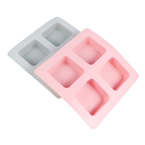 NOLITOY 2 Stück Silikon Seifenform Hohlräume Flexibel Antihaft DIY Soap Mold für Handgemachte Seife Kuchen Pudding Backen Blau Rosa Bpa frei Langlebig von NOLITOY