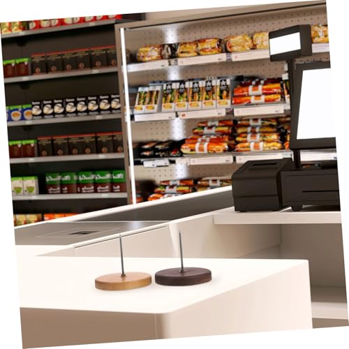 NOLITOY 2 Stück Teiliges Desktop Metall Halter mit Holzsockel Zuverlässiger Papierhalter für Quittungen Rechnungen und Menüs Vielseitiger Schreibtisch Organizer für Büro und Restaurant von NOLITOY