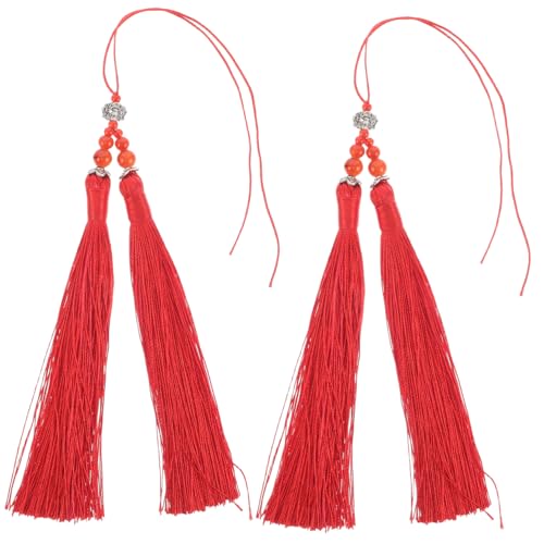 NOLITOY 2 Stück Traditionelle Tai Chi Schwertquasten Rot Lotus Doppelquaste Anhänger für DIY Schmuck Schlüsselanhänger Bastelzubehör Einfache Montage Elegante Martial Arts Dekoration von NOLITOY