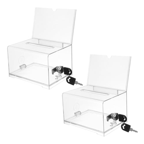 NOLITOY 2 Stück Transparente Acryl visitenkartenbox mit Schloss Sichere Spenden Vorschlagsbox mit Großem Fassungsvermögen Abschließbar für Büro und Veranstaltungen NOLITOY 2 Stück Transparente Acryl visitenkartenbox mit Schloss Sichere Spenden Vorschlagsbox mit Großem Fassungsvermögen Abschließbar für Büro und Veranstaltungen von NOLITOY