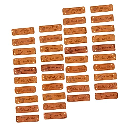 NOLITOY 20 Stück DIY Handmade Stoff Pu leder Etiketten mit Perforationen Vielseitige Dekorative Label Knöpfe für Kleidung Taschen Schmuck und Kreative Nähprojekte Gemischte Styles und von NOLITOY