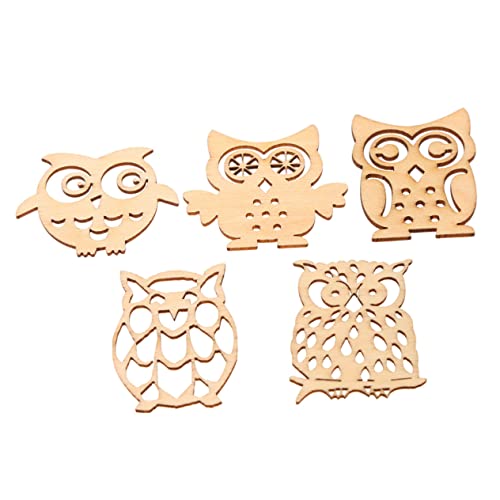 NOLITOY 20 Stück Eulen Holzscheiben Dekorative Diy Holzchips mit Filigranem Design Unvollendete Holzornamente für Bastelprojekte Scrapbooking und Heimdekoration Natürliche Holzfarbe von NOLITOY
