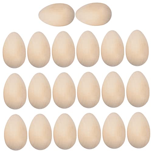 NOLITOY 20 Stück Holz Eier Unbehandelt Diy Ostereier zum Bemalen Holzspielzeuge für Dekoration für Ostern Liebevolle Ostergeschenke von NOLITOY