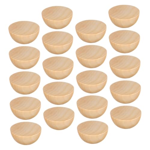 NOLITOY 20 Stück Naturbelassene Halbrunde Holzkugeln Unlackierte Polierte DIY Holzperlen für Bastelprojekte Malen Beizen und Heimdekoration Vielseitig für Kreative Handarbeiten von NOLITOY