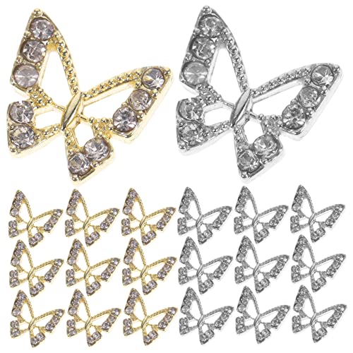 NOLITOY 20 Stück Schmetterlings Nagel Charms Strass Nail Art Dekoration für Kreative Nagelkunst Vielseitig Einsetzbar für Diy Projekte aus Langlebigem und Strass Gefertigt für Nagelstudios von NOLITOY