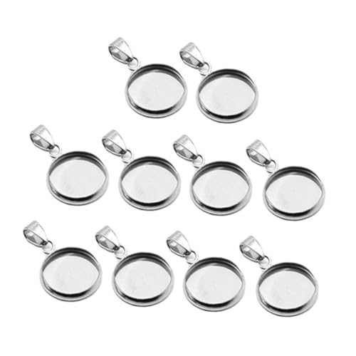 NOLITOY 20 Stück Teiliges Edelstahl Anhänger DIY Schmuckzubehör Runde Cabochon Trays Langlebige Schmuckböden für Halsketten Personalisierte Schmuckherstellung Silberfarbene Bastelanhänger von NOLITOY