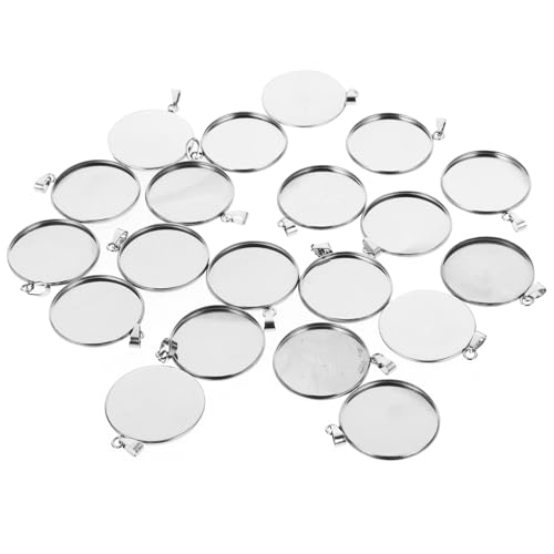 NOLITOY 20 Stück Teiliges Edelstahl Anhänger Tablett Rund Lünette Cabochon Basis DIY Schmuckschalen für Halskette Medaillon Basteln Silber NOLITOY 20 Stück Teiliges Edelstahl Anhänger Tablett Rund Lünette Cabochon Basis DIY Schmuckschalen für Halskette Medaillon Basteln Silber von NOLITOY